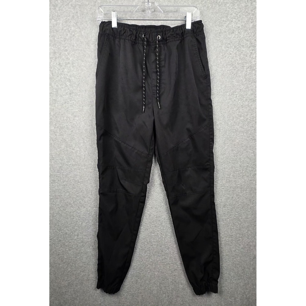 Jogger Pants Mens‎ Large Black Elastic Waist Drawstring Pockets Tapered Casual